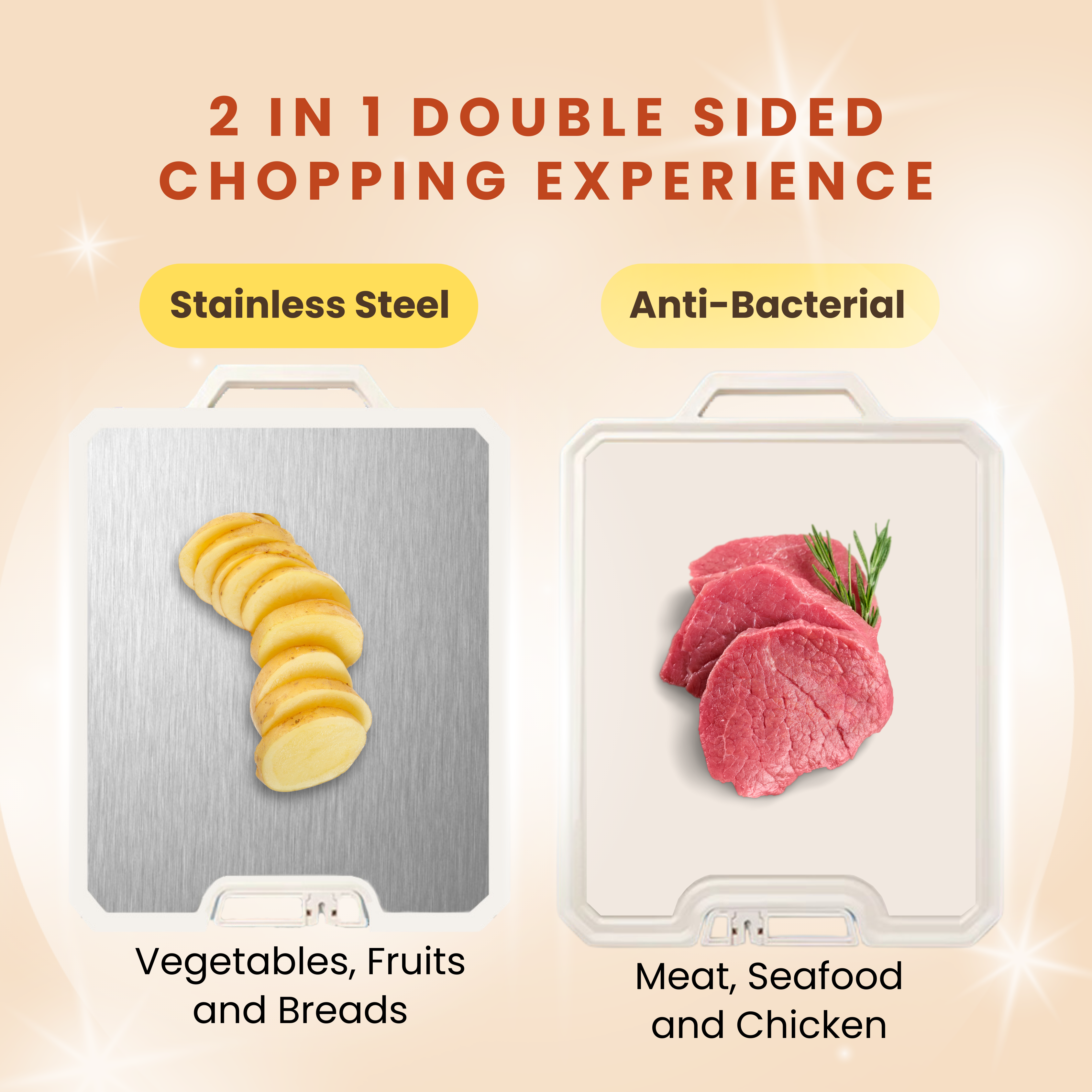 FlexiCut™ Antibacterial Stainless Steel Chopping Board